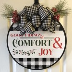 Comfort & Joy Round Wood Sign
