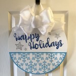 Happy Holidays in Blue Round Wood Sign