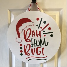 Bah Humbug Painted Round Wood Sign