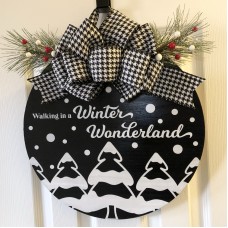 Winter Wonderland Painted Round Wood Sign