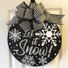 Let it Snow Painted Round Wood Sign
