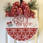 Merry & Bright in Red Round Wood Sign