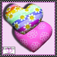 Happy Daisies Pink Stuffed Heart Dog Toy