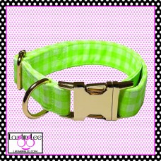 Green Gingham Pet Collar