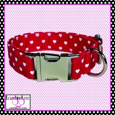 Red Polka Hearts Pet Collar