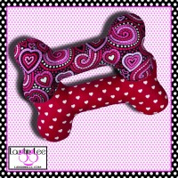 Paisley Hearts Stuffed Dog Bone Toy