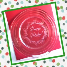 Happy Holidays Etched Glass Platter