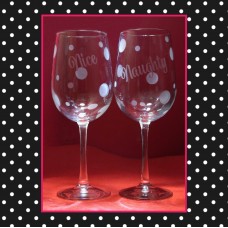 Santa "Naughty" and "Nice" Etched Wine Glass Pair