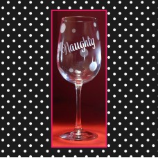 Santa "Naughty" Etched Wine Glass