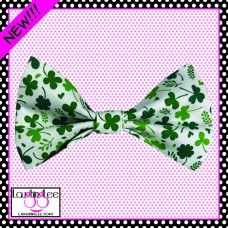 Shamrocks on White Bow Tie