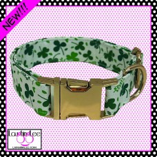 Shamrocks on White Pet Collar